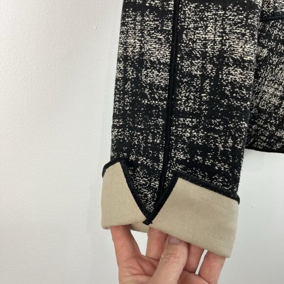 Lafayette 148 New York BlazerJacket Size 6 Black‎ Plaid Cotton Linen Academia - Picture 5 of 16